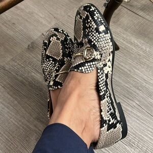 INC Snake-print Leather Loafers